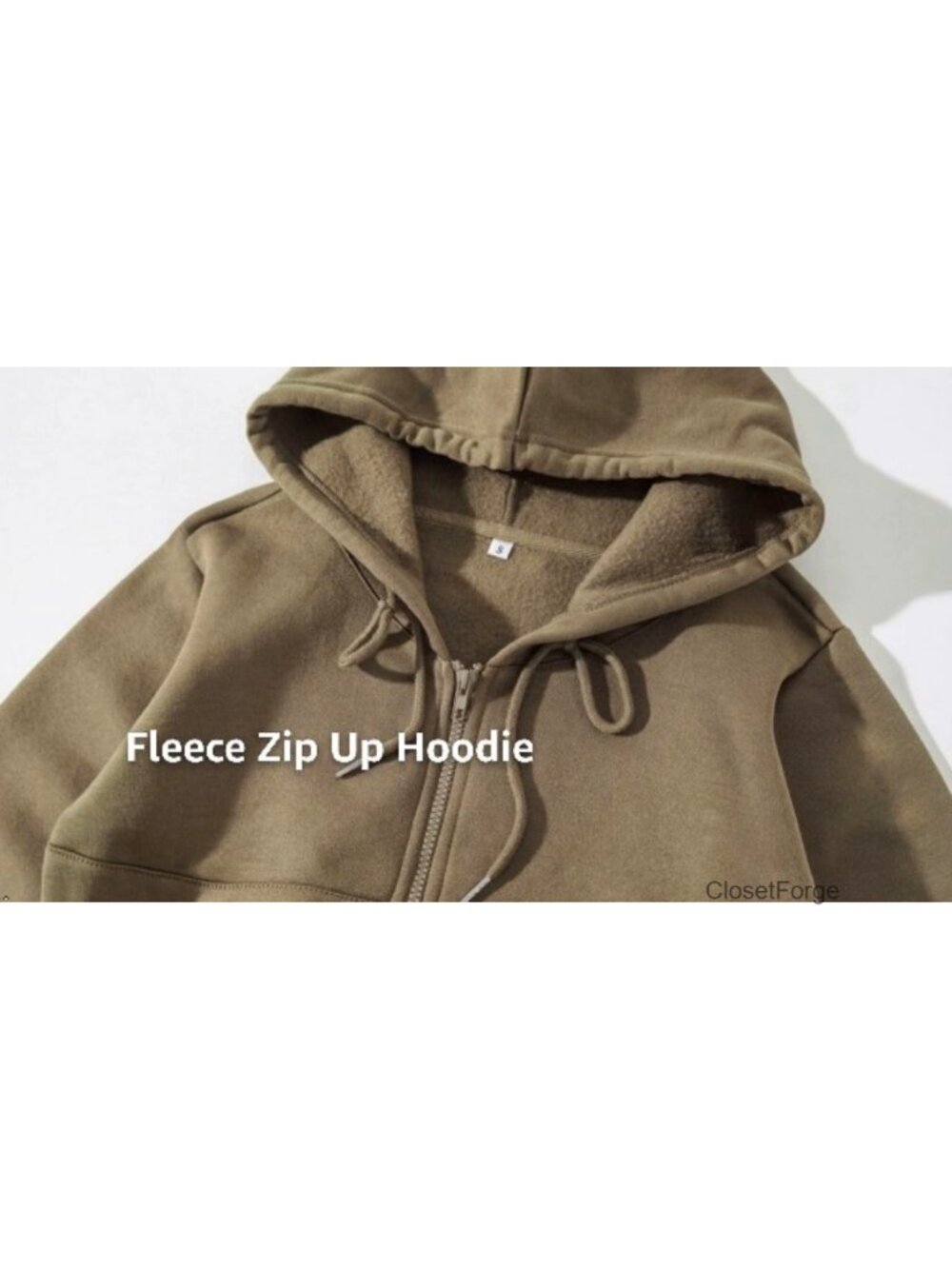 Women's Fleece Full Zip Crop Hoodie Long Sleeve with Pockets - Picture 6 of 6